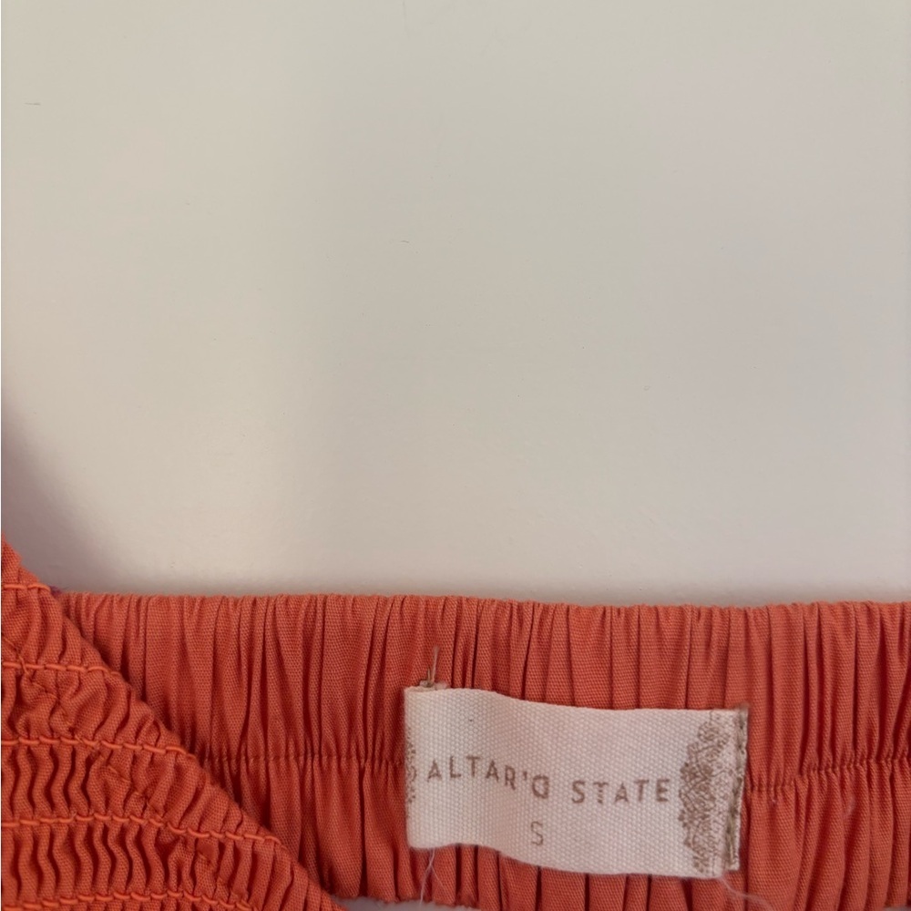 Altar’d State Puffy Sleeve Rust Crop Top - Picture 2 of 3